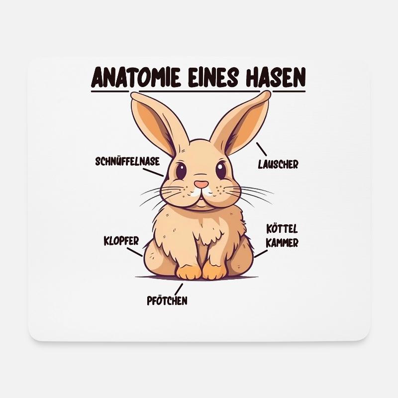 Anatomie eines Hasen lustige Kanninchen Erklärung - Mousepad (Querformat) - Weiß