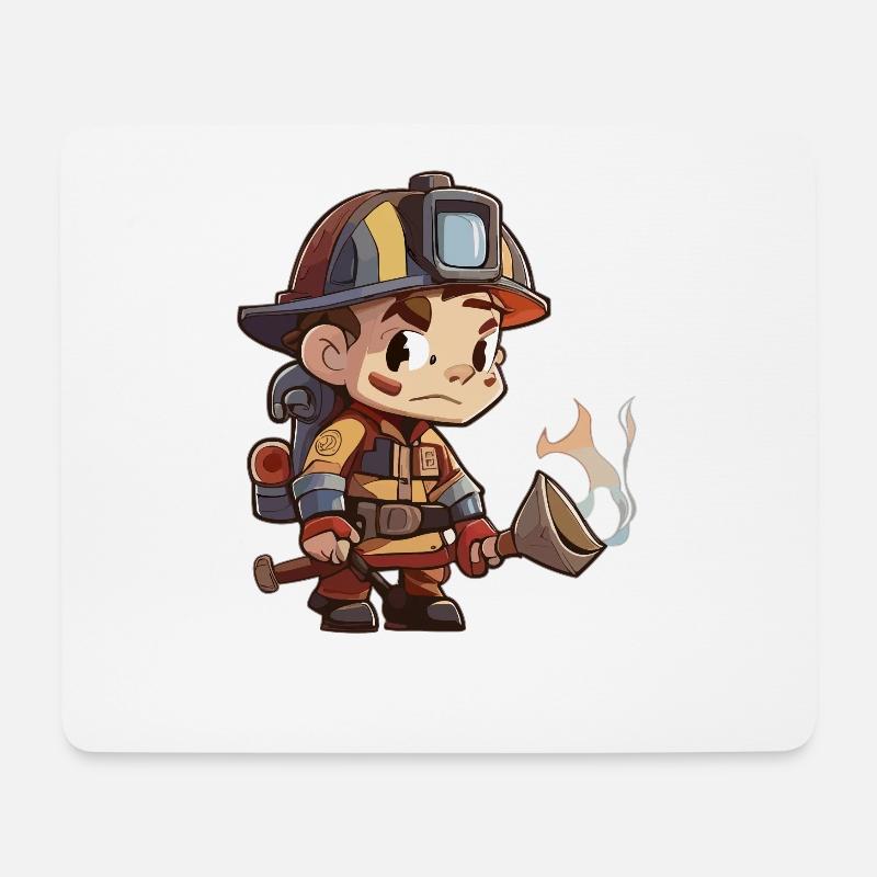Feuerwehrmann cartoon style - Mousepad (Querformat) - Weiß