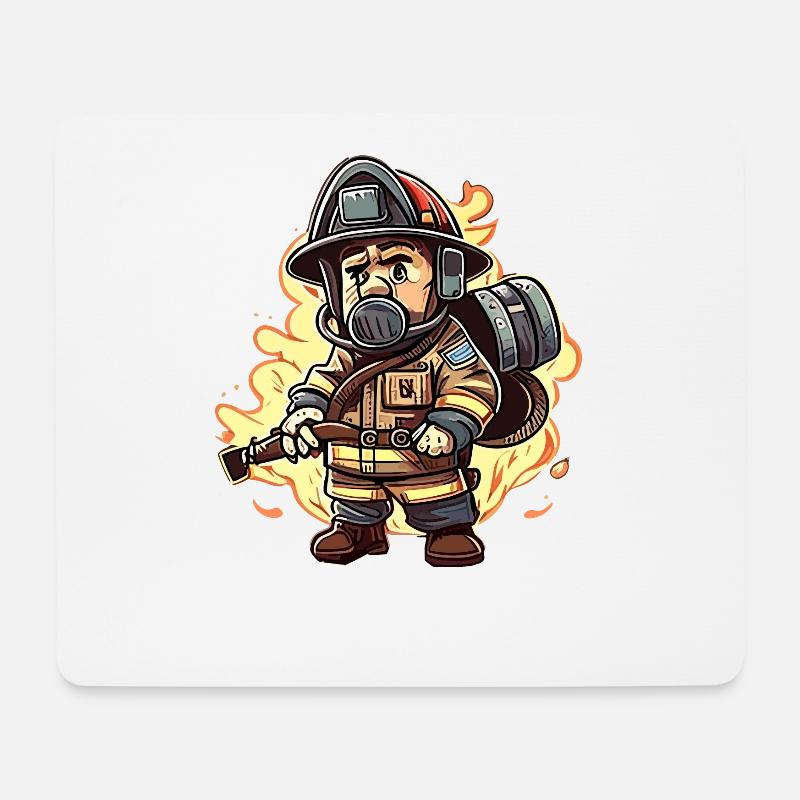 Feuerwehrmann cartoon style - Mousepad (Querformat) - Weiß