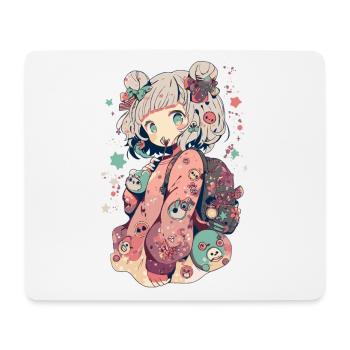 Pastell Kawaii Anime Mädchen für Manga-Freaks - Mousepad (Querformat) - Weiß - Vorne