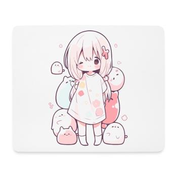Anime Schlafanzug Kawaii Motiv Pyjama für Otakus - Mousepad (Querformat) - Weiß - Vorne