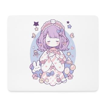 Süßes Kawaii Anime Otaku Mädchen Design Pastell - Mousepad (Querformat) - Weiß - Vorne