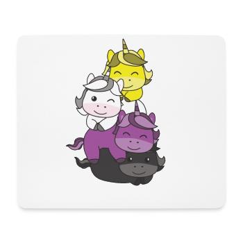 Nichtbinär Flag Pride LGBTQ süßer Einhorn Stapel - Mousepad (Querformat) - Weiß - Vorne