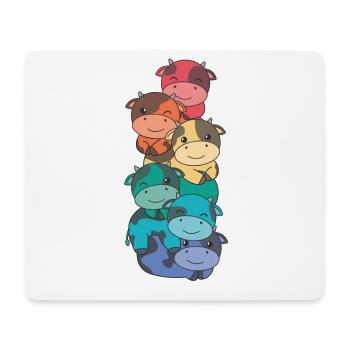 Regenbogen Flag Pride LGBTQ süßer Kuh Stapel - Mousepad (Querformat) - Weiß - Vorne