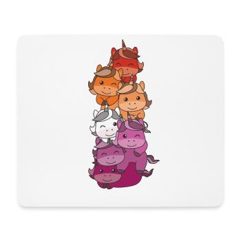 Lesbische Flag Pride LGBTQ süßer Einhorn Stapel - Mousepad (Querformat) - Weiß - Vorne