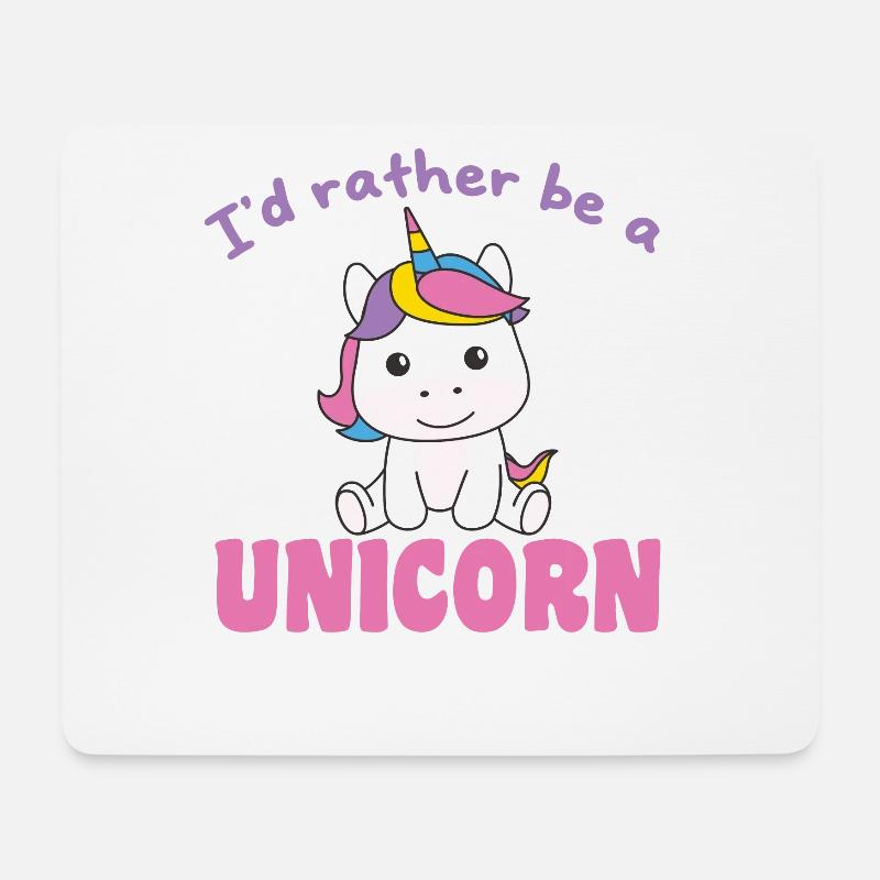 Ich wäre lieber ein Einhorn - süßes Einhorn - Mousepad (Querformat) - Weiß