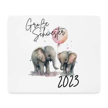 Große Schwester 2023 Süße Elefanten mit Luftballon - Mousepad (Querformat) - Weiß - Vorne
