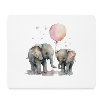 Süße Elefanten mit Luftballon Große Schwester - Mousepad (Querformat) - Weiß - Vorne