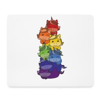Regenbogen Flag Pride LGBTQ süßer Einhorn Stapel - Mousepad (Querformat) - Weiß - Vorne
