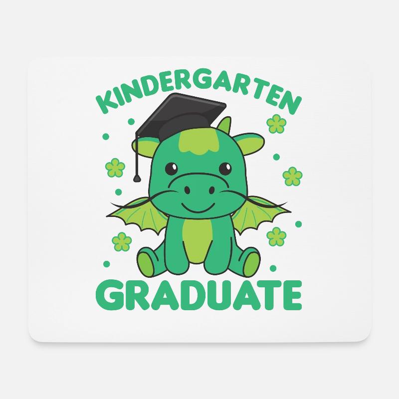 Kids Kindergarten graduate Drache Graduation - Mousepad (Querformat) - Weiß
