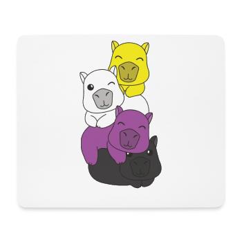 Nonbinary Flag Pride LGBTQ Mignon Capybara Pile - Tapis de souris (format paysage) - blanc - Devant