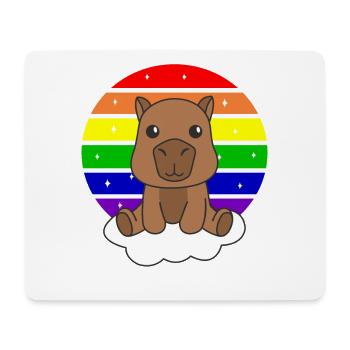 Capybara colorful rainbow for kids cute animal - Mouse Pad (horizontal) - white - Front