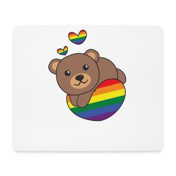 Rainbow Flag Pride LGBTQ Mignon Ours Amour - Tapis de souris (format paysage) - blanc - Devant