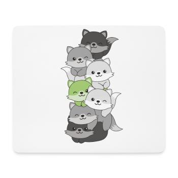 Agender Flag Pride LGBTQ Mignon Fox Stack - Tapis de souris (format paysage) - blanc - Devant