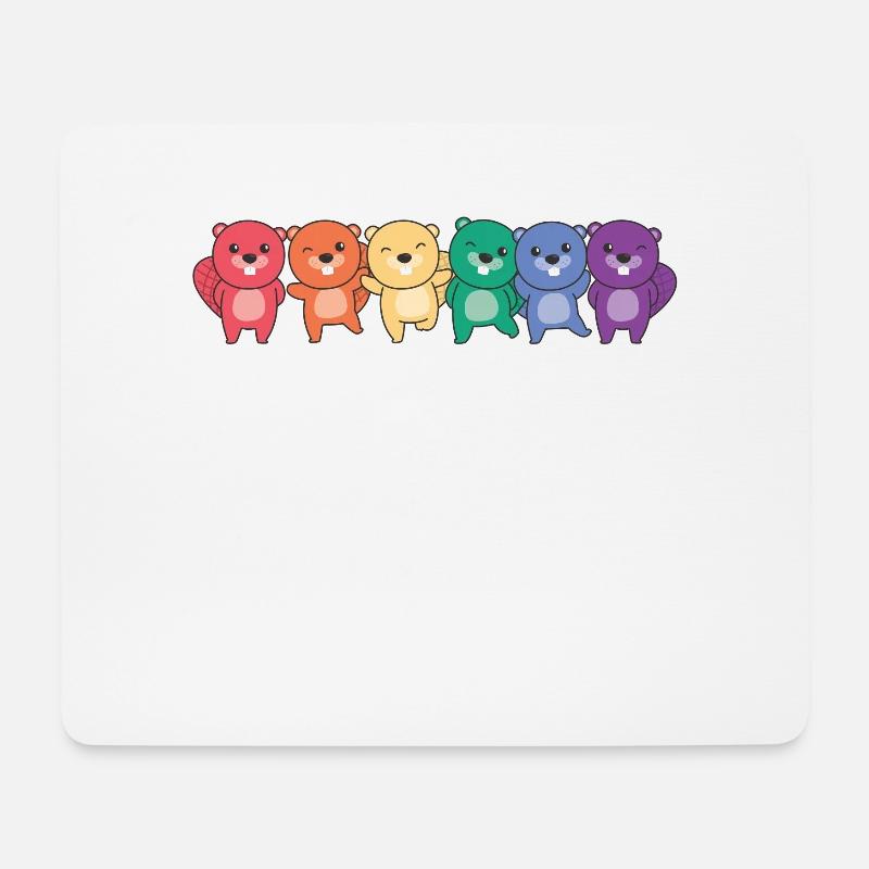 Regenbogen Biber Flag Pride LGBTQ süße Biber - Mousepad (Querformat) - Weiß