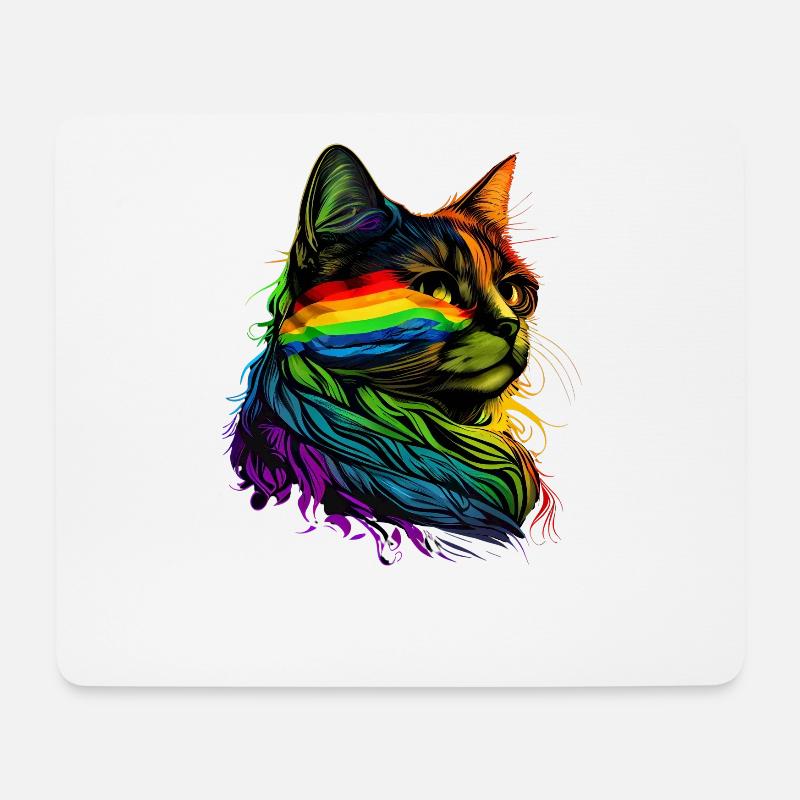 Rainbow Flag Gay Pride LGBTQ Katzen süße Katze - Mousepad (Querformat) - Weiß