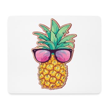 Coole Ananas mit Sonnenbrille - Sommer Design - Mousepad (Querformat) - Weiß - Vorne