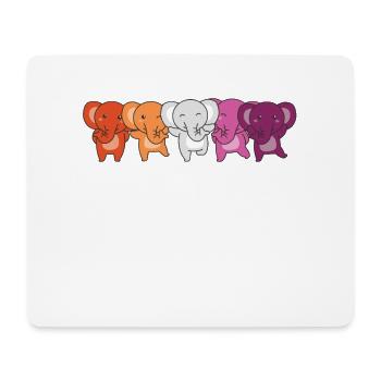 Lesbian Flag Pride LGBTQ Cute Elephant - Mouse Pad (horizontal) - white - Front