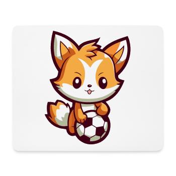 Renard de dessin animé mignon jouant au football pour les enfants - Tapis de souris (format paysage) - blanc - Devant
