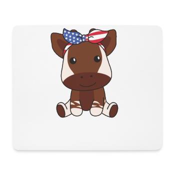 4th of July American okapi for children USA - Mouse Pad (horizontal) - white - Front