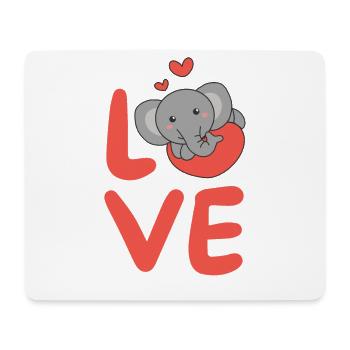 Elephant for Valentine's Day Cute Animals Hearts Love - Mouse Pad (horizontal) - white - Front