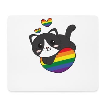 Regenbogen Flag Pride LGBTQ süßes Katze Love - Mousepad (Querformat) - Weiß - Vorne