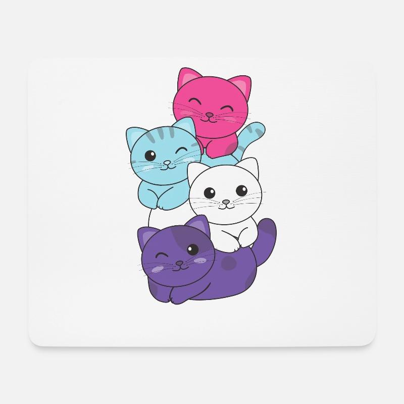 Multisexuell Flag Pride LGBTQ süßer Katze Stapel - Mousepad (Querformat) - Weiß