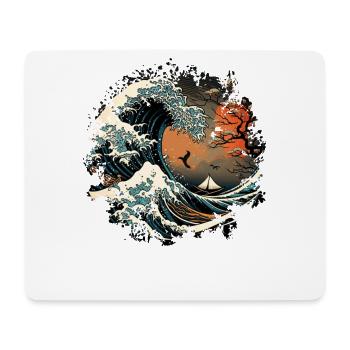 La vague japonaise, la Grande Vague de Kanagawa - Tapis de souris (format paysage) - blanc - Devant