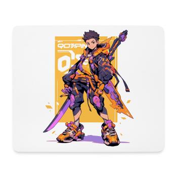 Shibuya: Cooler Anime Junge mit Schwert Japanisch - Mousepad (Querformat) - Weiß - Vorne
