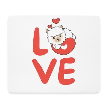 Alpaga pour la Saint-Valentin Animaux mignons Coeurs Amour - Tapis de souris (format paysage) - blanc - Devant