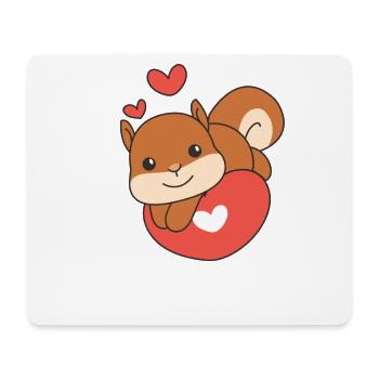 Eichhörnchen zum Valentinstag süße Tiere Herzen - Mousepad (Querformat) - Weiß - Vorne