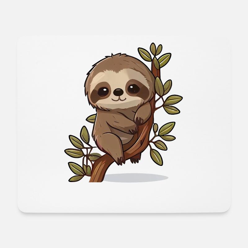 Faultier süße Tiere für Kinder lustige Tiere - Mousepad (Querformat) - Weiß