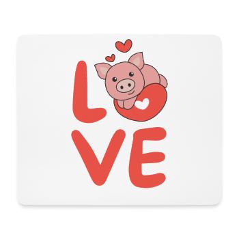 Cochon pour la Saint-Valentin Animaux mignons Cœurs Amour - Tapis de souris (format paysage) - blanc - Devant