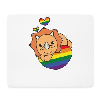 Rainbow Flag Pride LGBTQ Cute Triceratops Love - Mouse Pad (horizontal) - white - Front
