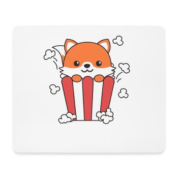Fox Popcorn Time animaux drôles dans la restauration rapide - Tapis de souris (format paysage) - blanc - Devant