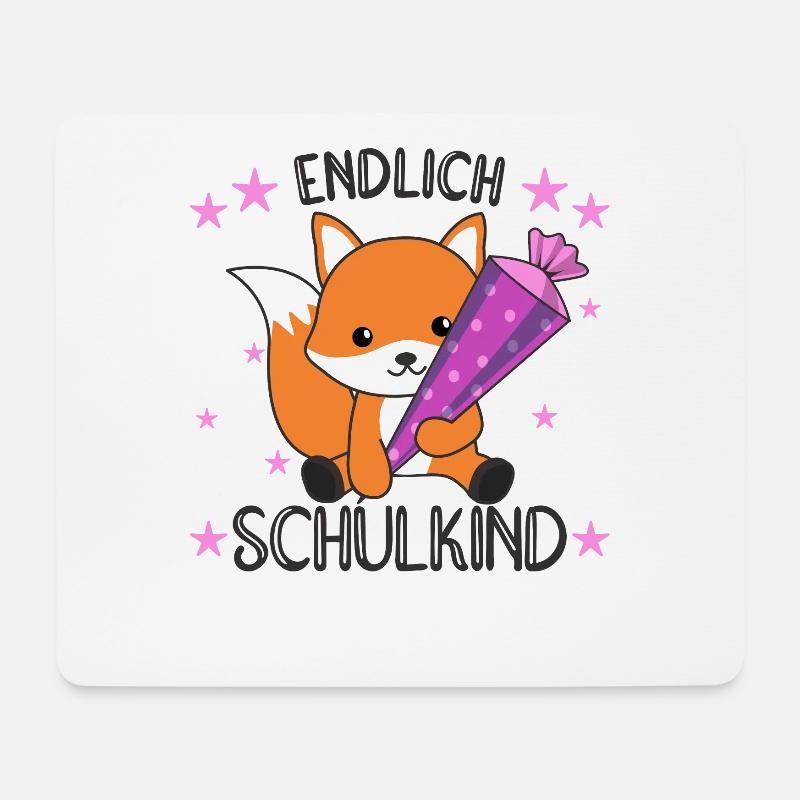 endlich Schulkind Einschulung Schule Fuchs - Mousepad (Querformat) - Weiß