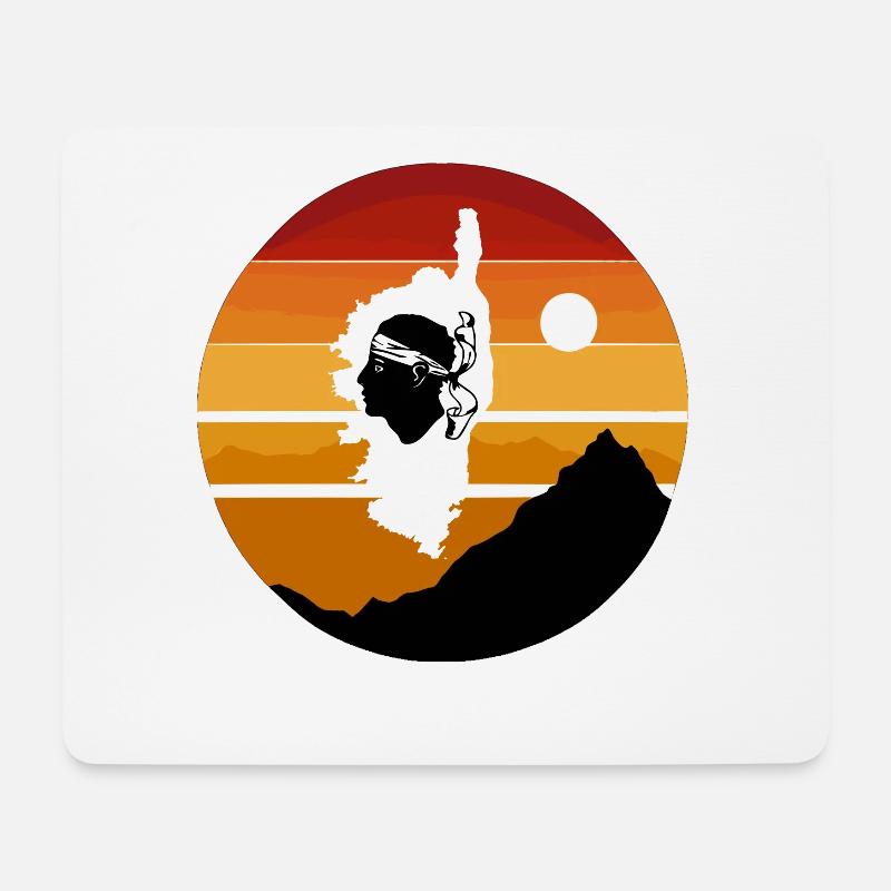 Korsika Insel mit Sonnenuntergang und Bergen - Mousepad (Querformat) - Weiß