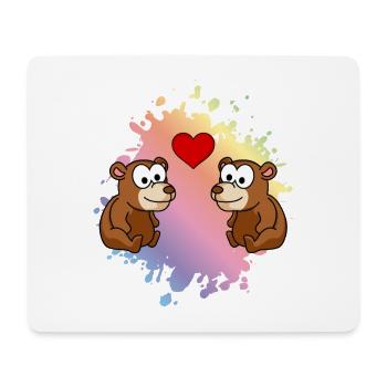 Ours Comic Couple Amour - Tapis de souris (format paysage) - blanc - Devant