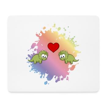 Dinosaurier triceratops Paar Liebe - Mousepad (Querformat) - Weiß - Vorne