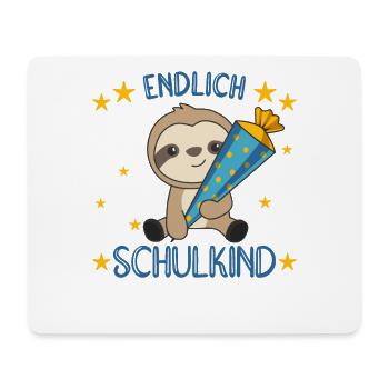 endlich Schulkind Einschulung Schule Faultier - Mousepad (Querformat) - Weiß - Vorne