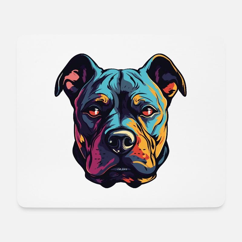 Staffordshire Bull Terrier Hund Portrait - Mousepad (Querformat) - Weiß