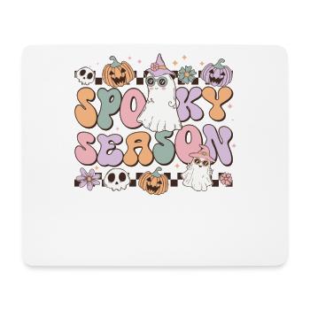 Spooky Season: Retro Halloween: Geist und Kürbisse - Mousepad (Querformat) - Weiß - Vorne