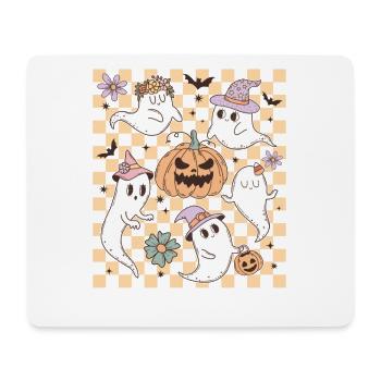 Rétro Halloween Design: Fantômes mignons et citrouilles - Tapis de souris (format paysage) - blanc - Devant