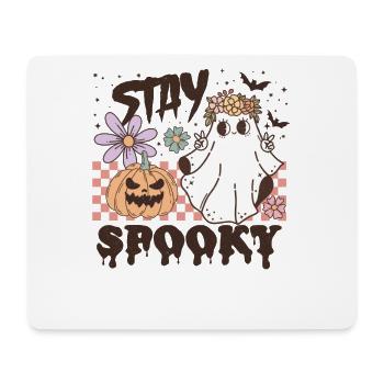 Stay Spooky Retro Halloween with Ghost and Pumpkin - Mouse Pad (horizontal) - white - Front