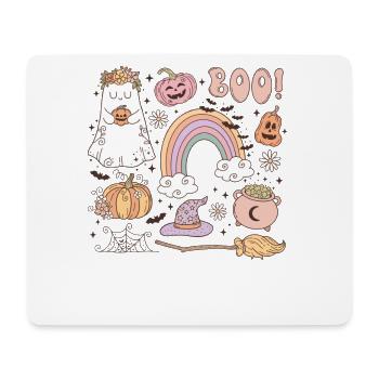 Retro Halloween Elements: Ghost, Pumpkin and Magic - Mouse Pad (horizontal) - white - Front