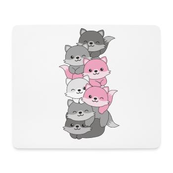 Demigirl Flag Pride LGBTQ Cute Fox Stack - Mouse Pad (horizontal) - white - Front