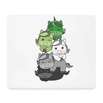 Aromantik Flag Pride LGBTQ süßer Einhorn Stapel - Mousepad (Querformat) - Weiß - Vorne