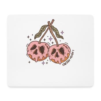 Retro-Grusel: Kirsch-Totenkopf für dein Halloween! - Mousepad (Querformat) - Weiß - Vorne