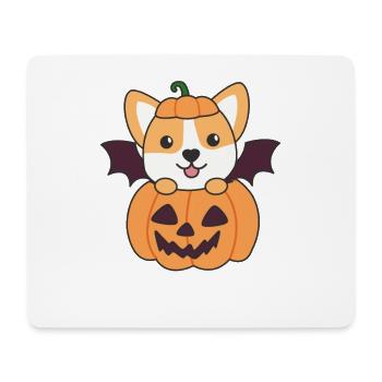 Corgi Happy Halloween Pumpkin Bat - Mouse Pad (horizontal) - white - Front