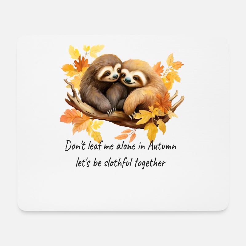 Herbstliches Faultier Kuschelglück Schlafshirt - Mousepad (Querformat) - Weiß